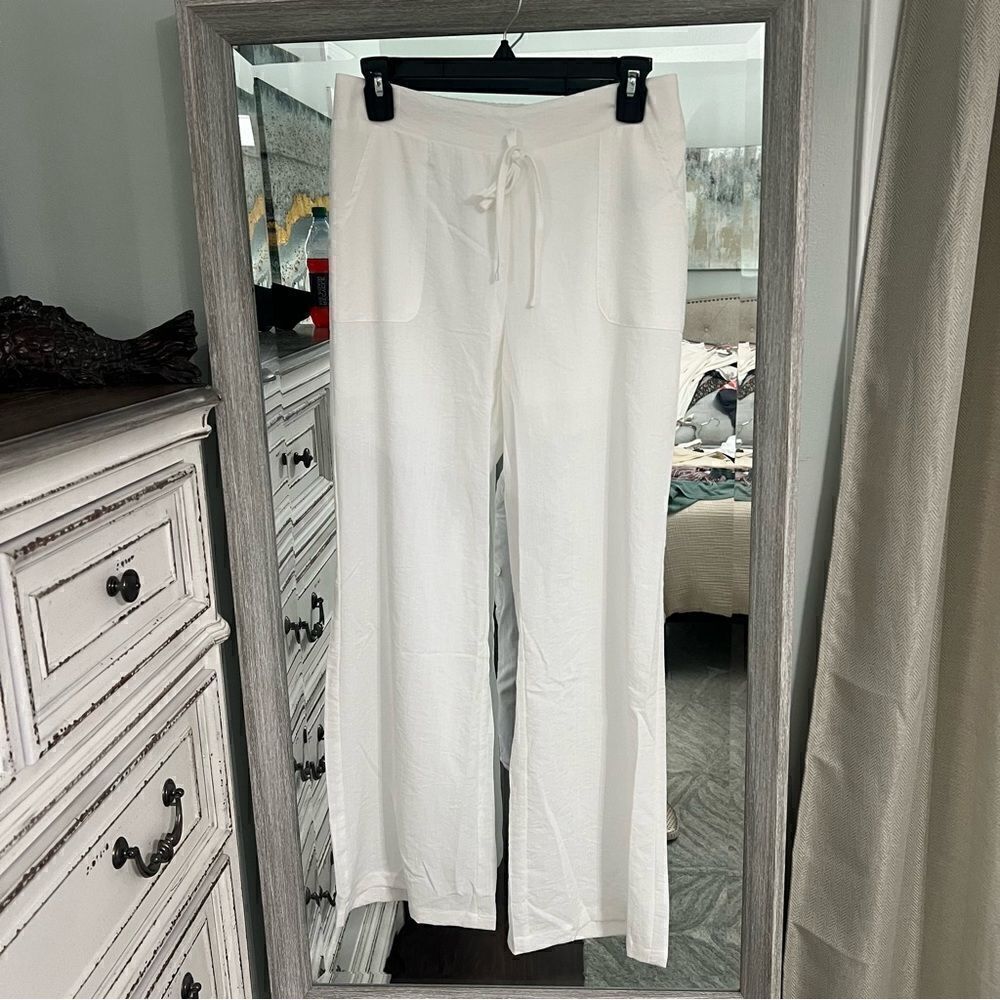 SHEIN Essence women’s relaxed fit casual wide leg pants w pockets& tie waist- S - Picture 2 of 14